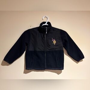 U.S. Polo Assn. Black Full-Zip Fleece Jacket Kids Boys Size 4T Black Horse